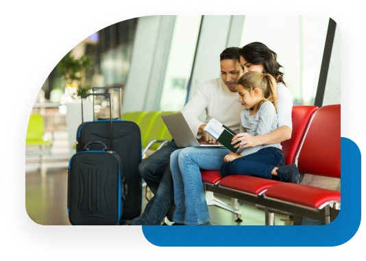 Family waiting at the airport